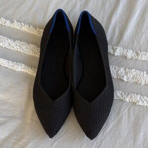 Rothy's Black Flats with Blue Trim